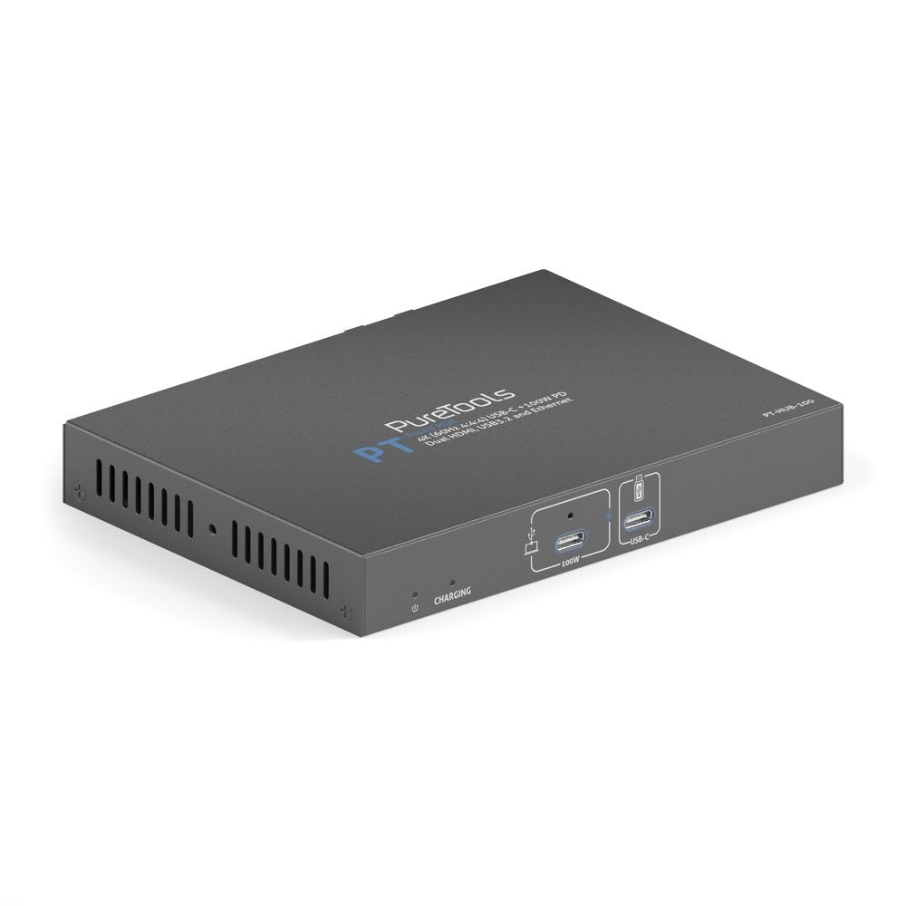 PT-HUB-100 PureTools - ProAV USB-C Alt-Mode dokų stotis - 4K (60Hz 4:4:4) USB-C + 100W PD dvigubas 4K HDMI išėjimas, USB 3.2 ir Ethernet