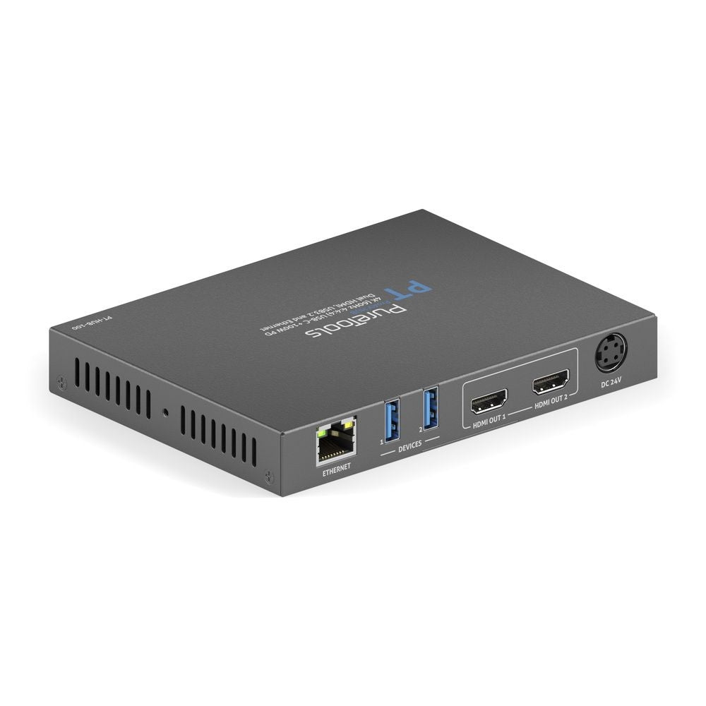 PT-HUB-100 PureTools - ProAV USB-C Alt-Mode dokų stotis - 4K (60Hz 4:4:4) USB-C + 100W PD dvigubas 4K HDMI išėjimas, USB 3.2 ir Ethernet