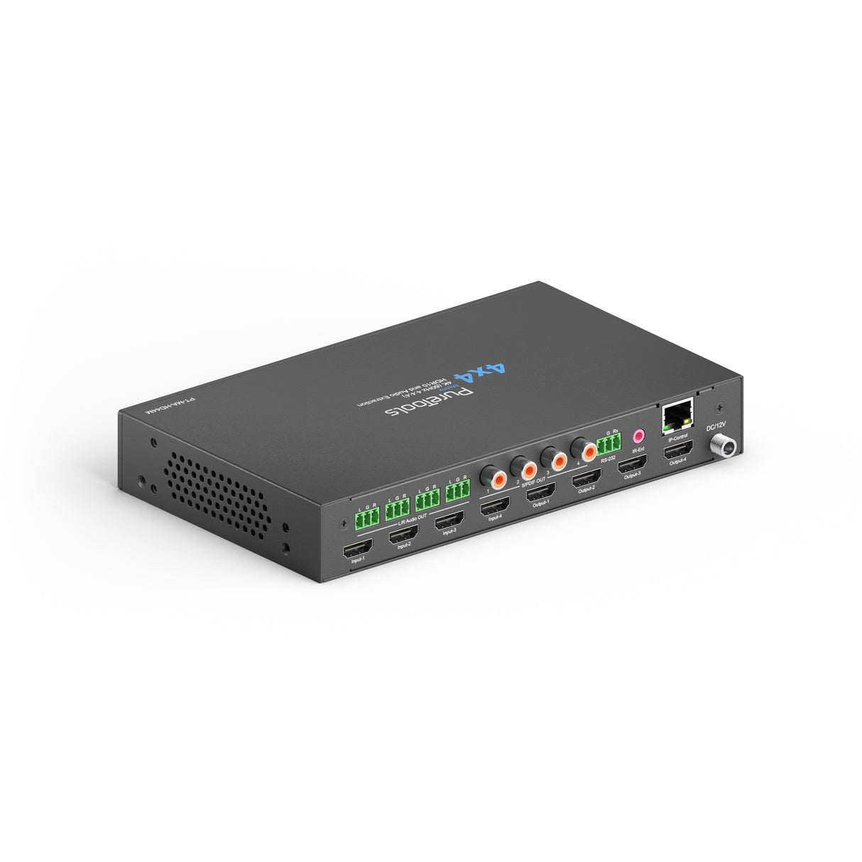 PT-MA-HD44M PureTools - HDMI 2 matrica 4x4, 4K (60Hz 4:4:4) HDR10 ir garso išskyrimas