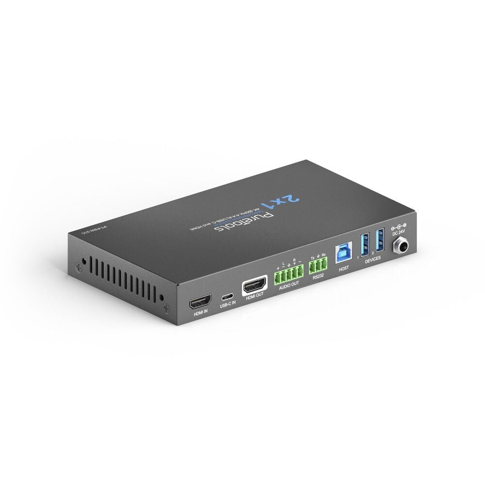 PT-PSW-21C PureTools - 2x1 telekonferencijų komutatorius su USB-C ir HDMI įėjimu bei HDMI išėjimu, 4K (60Hz 4:4:4), USB-C įkrovimas iki 40W su 2 prievadų USB centru
