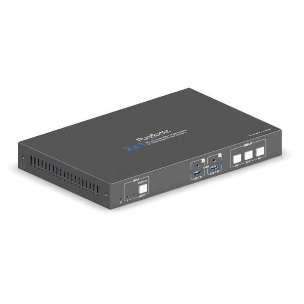 PT-PSW-21CC-KVM PureTools - 2x1 USB-C KVM komutatorius - 4K (60Hz 4:4:4) Dual USB-C su 100W PD