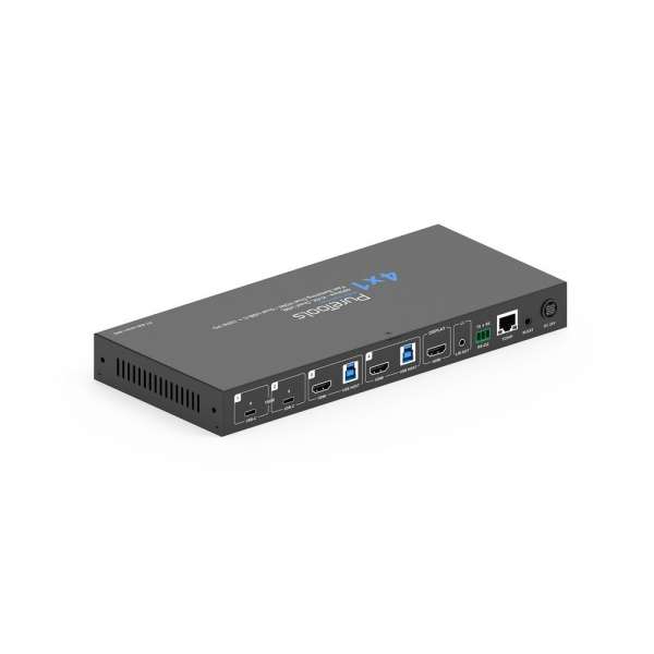 PT-SW-UH41-48G PureTools - 4x1 HDMI 2.1 KVM komutatorius - 48Gbps - KVM, Quad USB, greitas perjungimas Dual HDMI / Dual USB-C + 100W PD