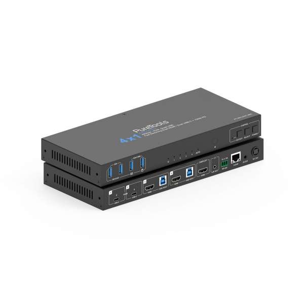 PT-SW-UH41-48G PureTools - 4x1 HDMI 2.1 KVM komutatorius - 48Gbps - KVM, Quad USB, greitas perjungimas Dual HDMI / Dual USB-C + 100W PD