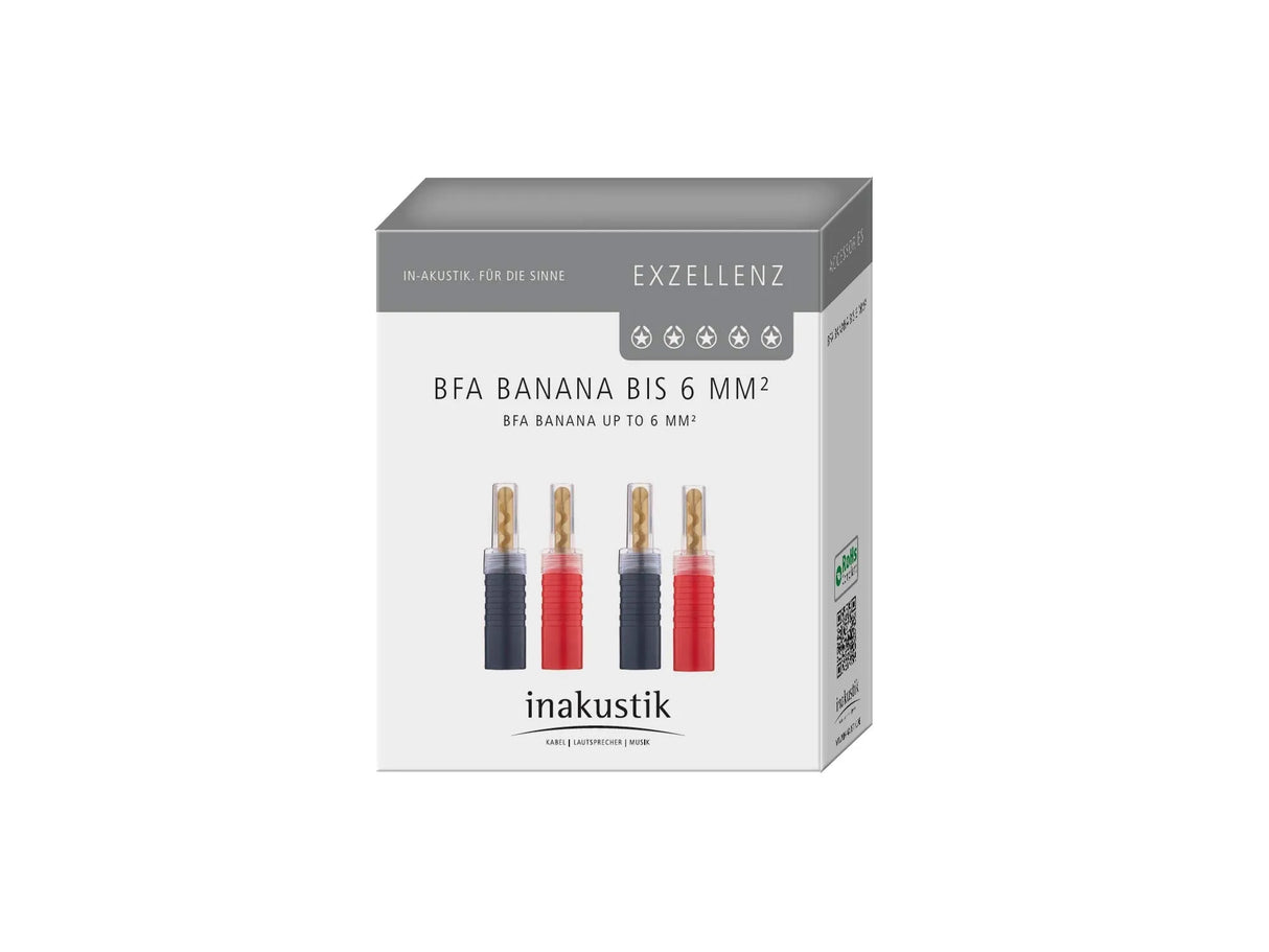 Paauksuotos kolonėlių jungtys In-Akustik BFA Banana (4 vnt)