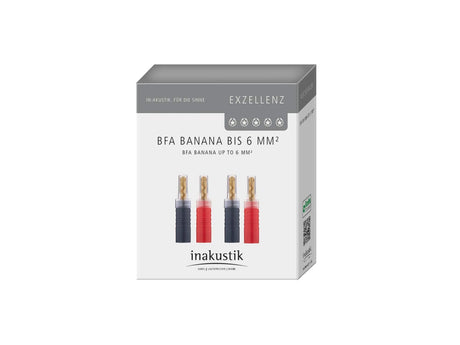 Paauksuotos kolonėlių jungtys In-Akustik BFA Banana (4 vnt)