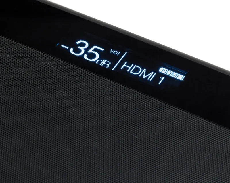 Paradigm PW Soundbar, Soundbaras - ekranėlis su garsumo ir HDMI indikacija