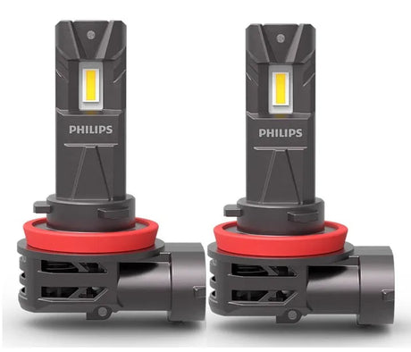 Philips LED pagrindinės šviesos H11, 6000K, LEDriving HL, 2vn, 113 - Dvi LED lemputės su raudonais žiedais