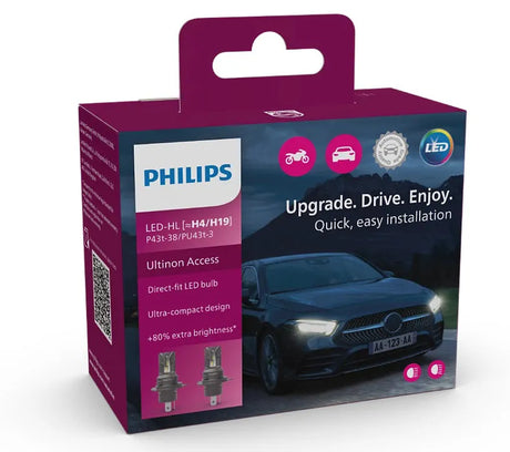 Philips LED pagrindinės šviesos H4/H19, 6000K, LEDriving HL, 2vn,