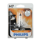 Philips lemputės Vision +30%, H7, 55W, 1vnt. 12972PRB1 - Lemputė su pakuote ir automobiliu