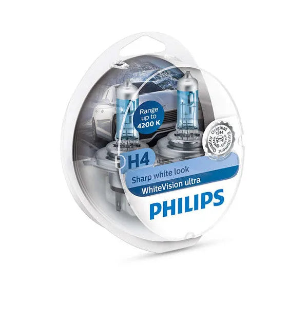 Philips lemputės White Vision Ultra, +60% H4, 60/55W, DUO 12342WV