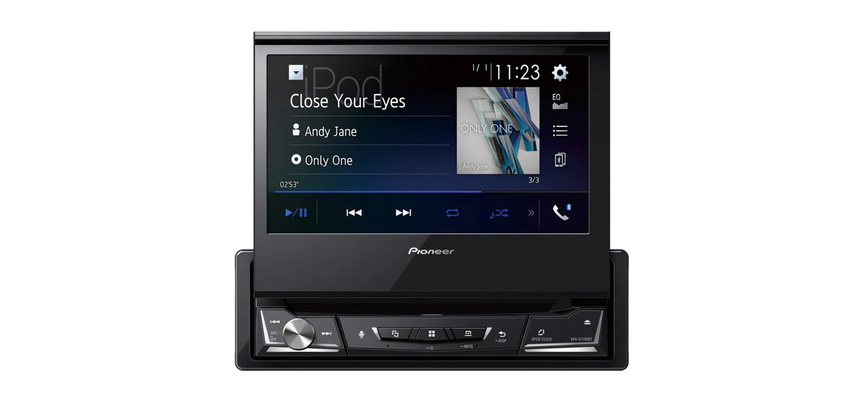 Pioneer AVH-A7100BT, automobilinė multimedija - ištraukiamas ekranas su muzikos valdymu