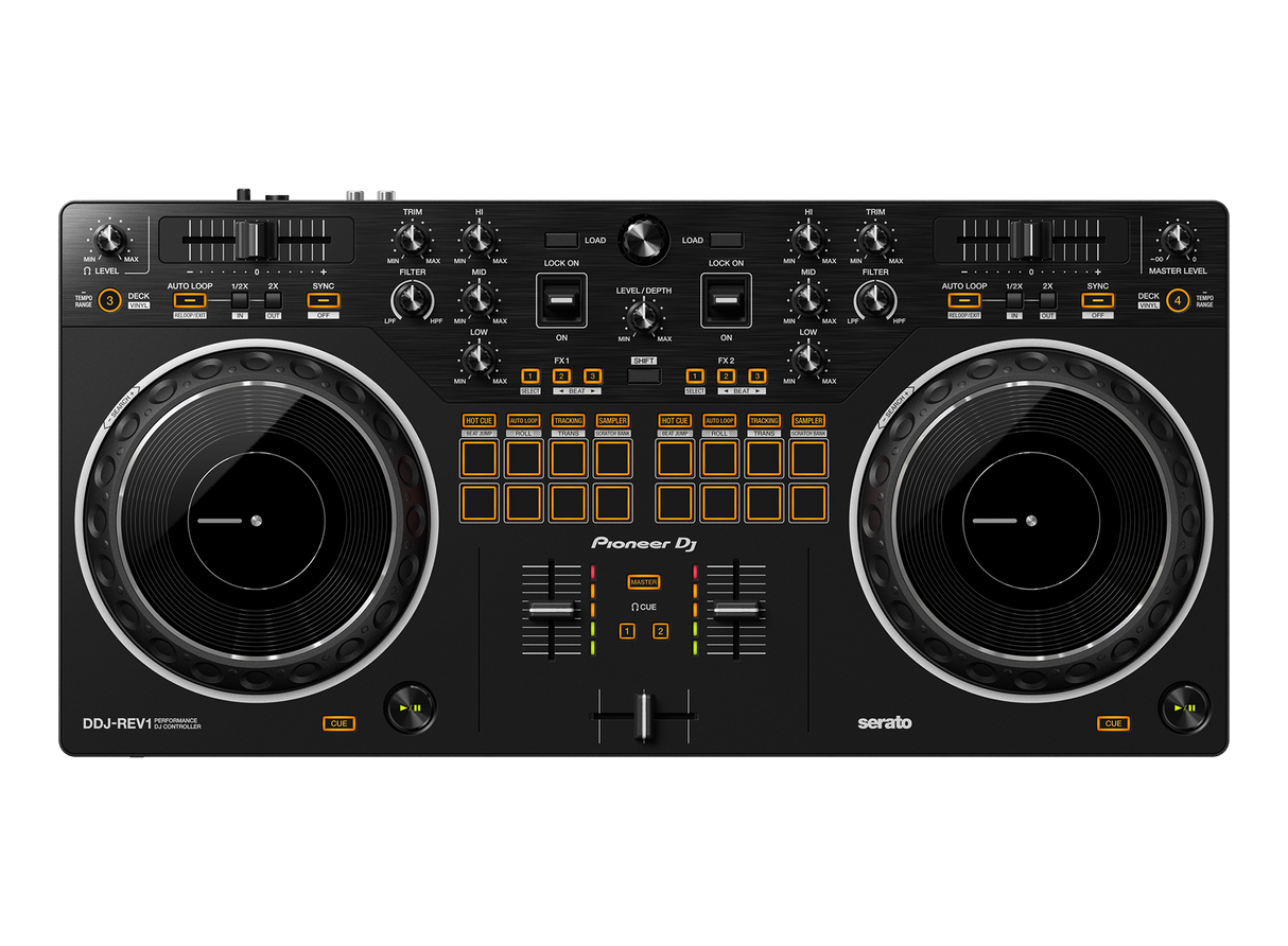 Pioneer DDJ-REV1 DJ Controller - Mygtukų ir ratukų išdėstymas viršuje