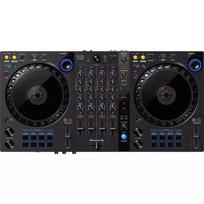 Pioneer DJ - DDJ-FLX6 valdiklis - priekinė panelė su jungtimis ir mygtukais