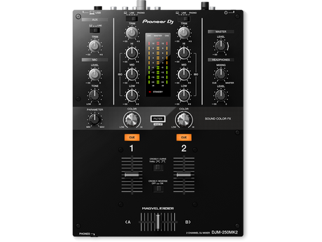 Pioneer DJ - DJM-250MK2 mikseris - detalus vaizdas su valdymo elementais