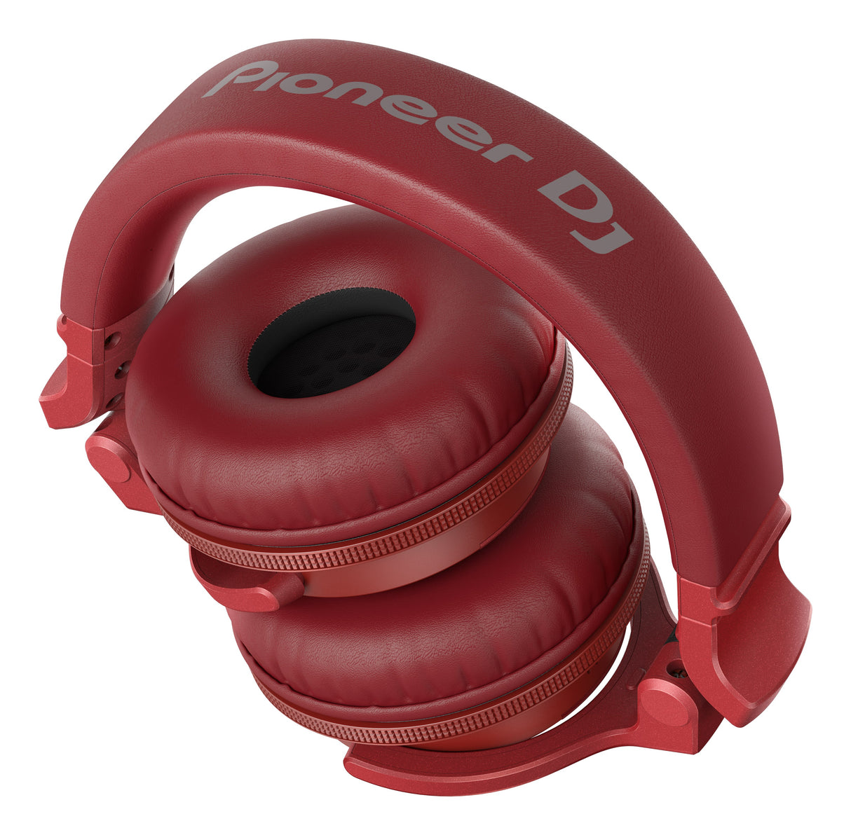 Pioneer DJ - HDJ-CUE1BT-R DJ ausinės (raudonos) - Šoninis vaizdas su ausinių lankeliu ir logotipu