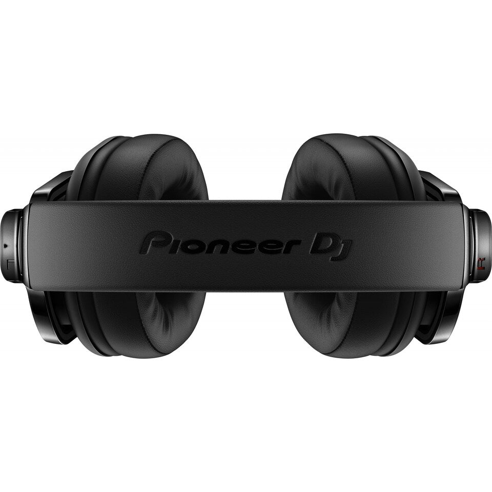 Pioneer DJ HRM-6 monitorinės ausinės - viršutinis ausinių vaizdas su logotipu