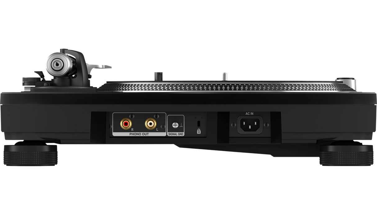 Pioneer DJ PLX-1000 turntable - galinė panelė su jungtimis ir maitinimo įvadu