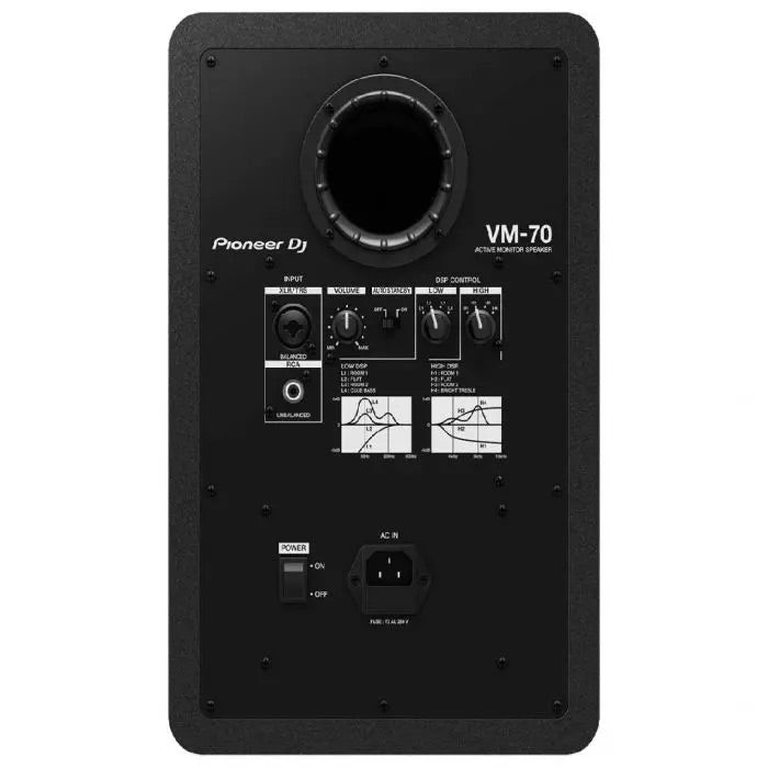 Pioneer DJ - VM-70 monitor garsiakalbis (Juodas) 1vnt - Galinė panelė su jungtimis ir valdikliais