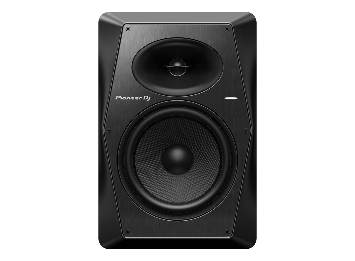 Pioneer DJ VM-80 aktyvus monitorius (Juodas) 1 vnt. - Priekinė panelė su garsiakalbiais ir logotipu