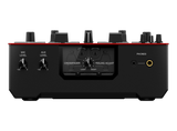 Pioneer DJM-S5 2 kanalų mūšio mikseris - priekinė panelė su jungtimis ir ekrano valdikliais