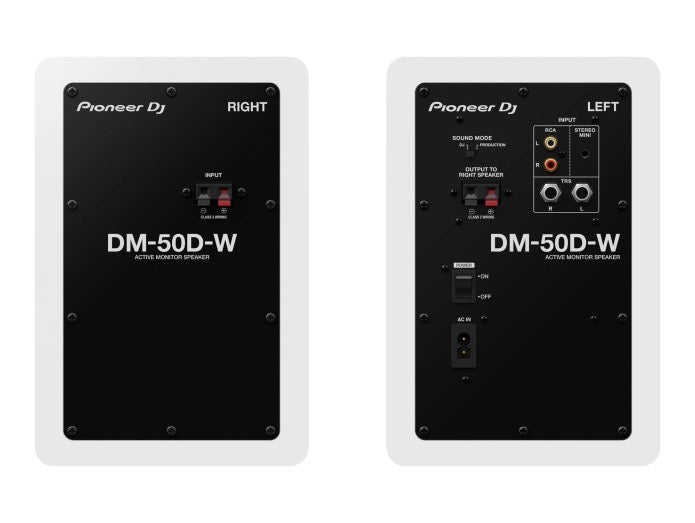 Pioneer DM-50D-W DJ (balta) PORA - galinės panelės su jungtimis ir valdymo elementais