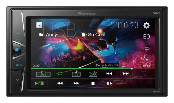 Pioneer, DMH-G120 grotuvas su 6.2" ekranu, iPod/iPhone - Ekranas su grojaraščiu ir valdikliais