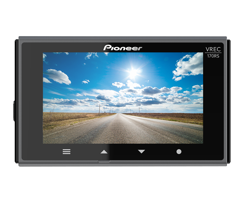 Pioneer Full HD Kojelautakamera VREC-170RS - ekranas su vaizdu ir valdymo mygtukais