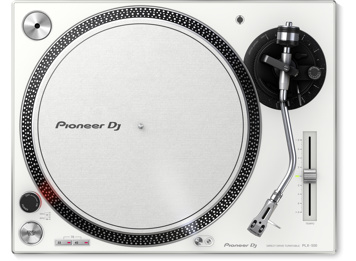 Pioneer PLX-500-W DJ vinilinė plokštelė (Balta) - balta plokštelės grotuvo viršutinė dalis