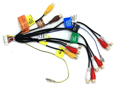 Pioneer, RCA linijinė jungtis, AVIC-F900BT, 24pin AV - laidai su RCA jungtimis ir etiketėmis