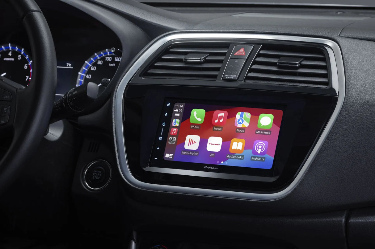 Pioneer SPH-DA77DAB, 6.8" multimedija su belaidžiu Apple CarPlay ir Android Auto - Prietaisų skydelis su oro ortakiais ir mygtukais