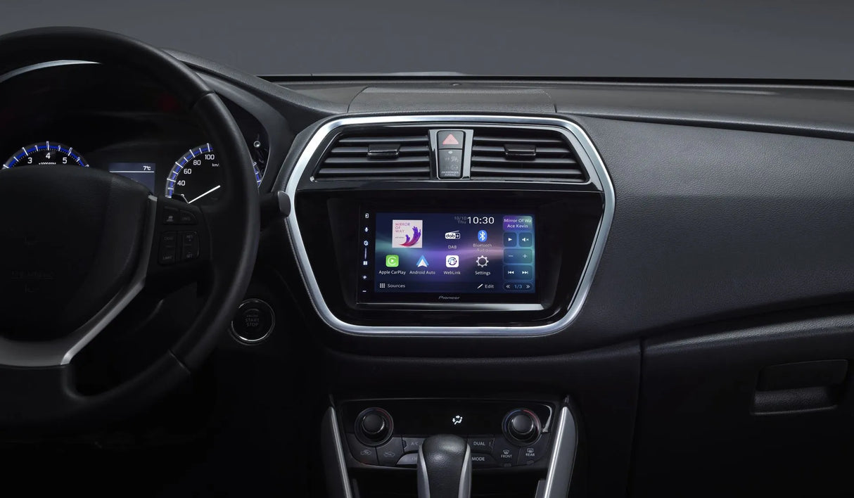 Pioneer SPH-DA77DAB, 6.8" multimedija su belaidžiu Apple CarPlay ir Android Auto - prietaisų skydelis su multimedija ir vairu