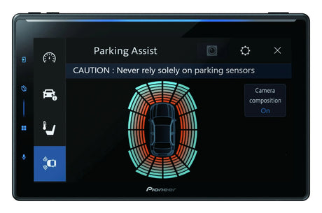 Pioneer SPH-EVO107DAB-T6.1 - parkavimo asistentas su automobilio ir daviklių vaizdu