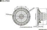 Pioneer TS-1701i - techninis brėžinys su matmenimis ir kampais