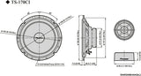 Pioneer TS-170Ci - techniniai brėžiniai su matmenimis ir kampais