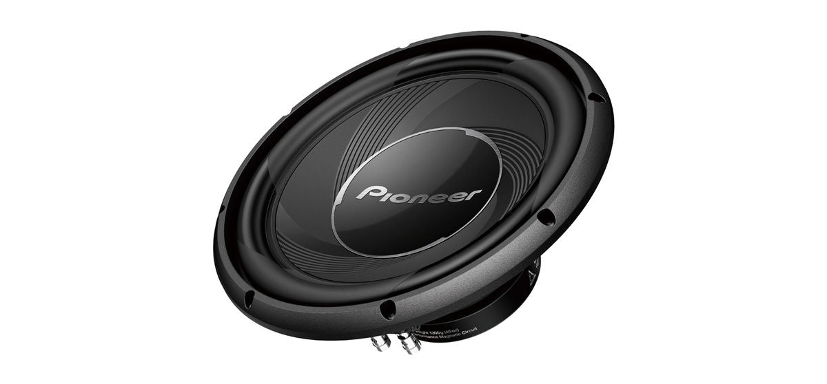 Pioneer TS-A30S4 Subwoofer - Galinė pusė su jungtimis ir informacija