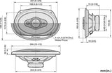 Pioneer, TS-A6971F 6x9" 5-juostų koaksialiniai garsiakalbiai - matmenys ir montavimo detalės