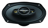 Pioneer, TS-A6991F 6x9" 5-juostų koaksialiniai garsiakalbiai - Penkių juostų garsiakalbio vidinė dalis su logotipu