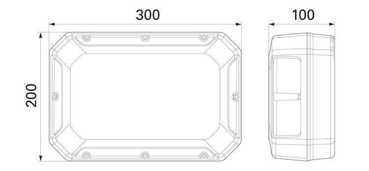 Pioneer TS-WX400DA - matmenys ir šoninis vaizdas su rankenėle