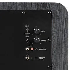 Polk Audio HTS SUB 10 žemų dažnių garso kolonėlė (įvairių spalvų) - Galinė panelė su jungtimis ir valdikliais
