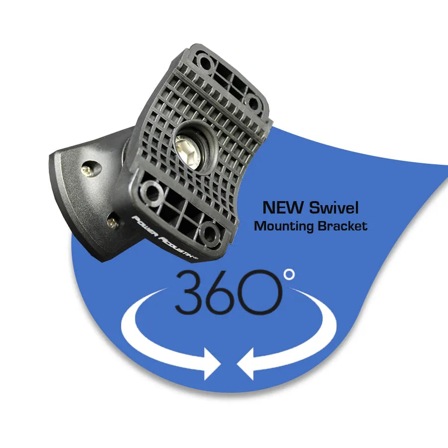 Power Acoustik MWT-65BL, 6.5” Marine korpusinės kolonėlės 600W, su RGB apšvietimu, bei sukiojamais laikikliais