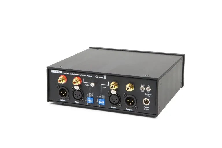 Pro-Ject PHONO BOX RS, pradinis Phono stiprintuvas (įvairių spalvų) - galinė panelė su jungtimis ir jungikliais