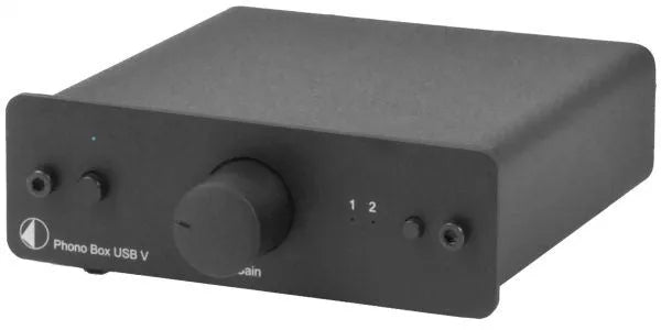 Pro-Ject PHONO BOX USB, MM/MC Pradinis Stiprintuvas (įvairių spalvų) - priekinė panelė su jungtimis ir mygtukais