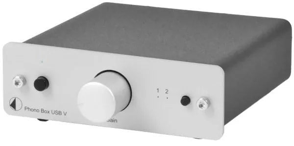 Pro-Ject PHONO BOX USB V, Pradinis Stiprintuvas (įvairių spalvų) - priekinė panelė su jungtimis ir mygtukais