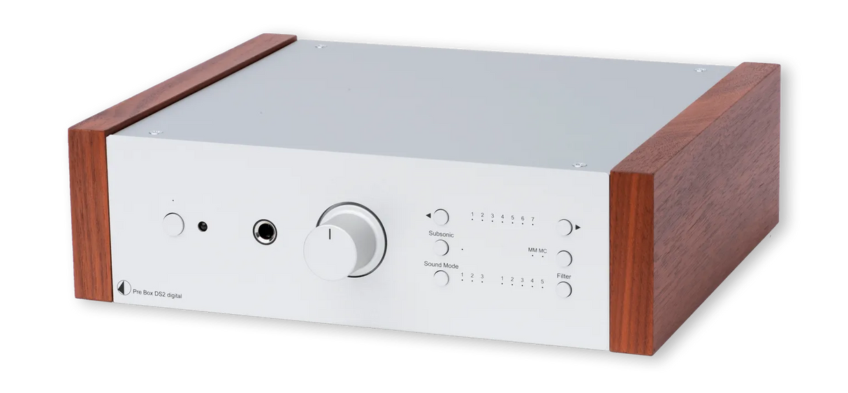 Pro-Ject Phono Pre Box DS2 Digital, Phono pradinis stiprintuvas - Medinės šoninės apdailos detalės išsiskiria