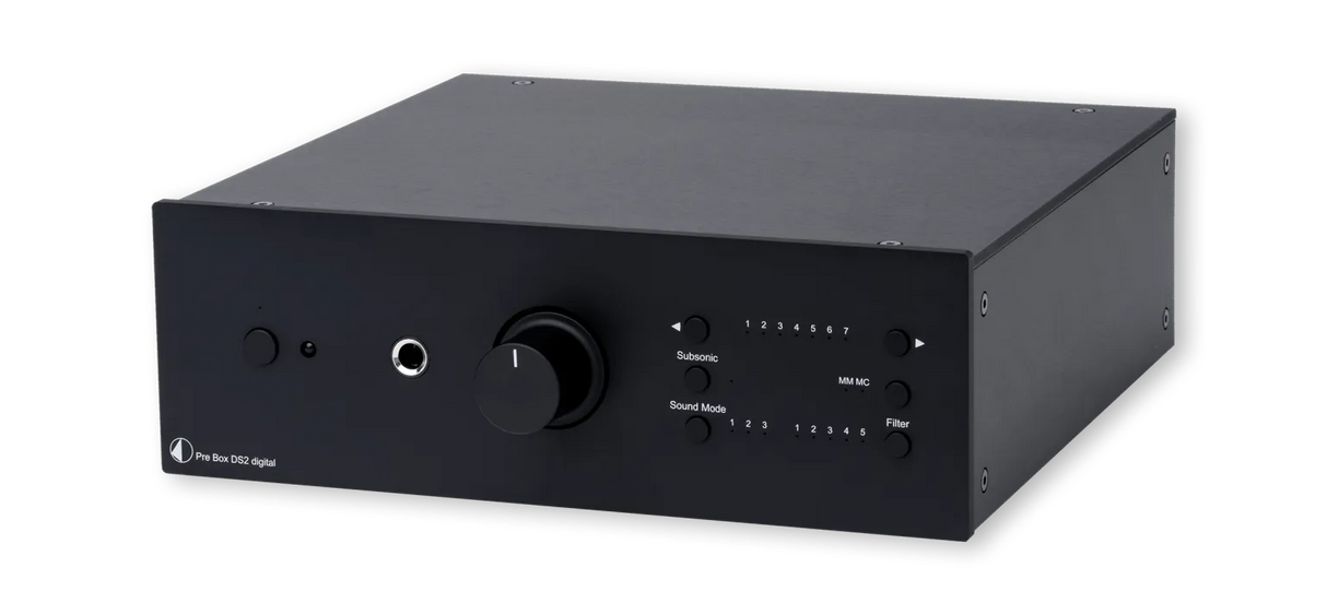 Pro-Ject Phono Pre Box DS2 Digital, Phono pradinis stiprintuvas - priekinė panelė su mygtukais ir jungtimis