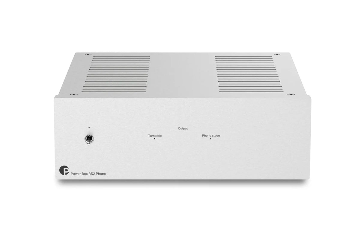 Pro-Ject Power Box RS2 Phono, maitinimo šaltinis (įvairių spalvų) - priekinė panelė su jungtimi ir užrašais