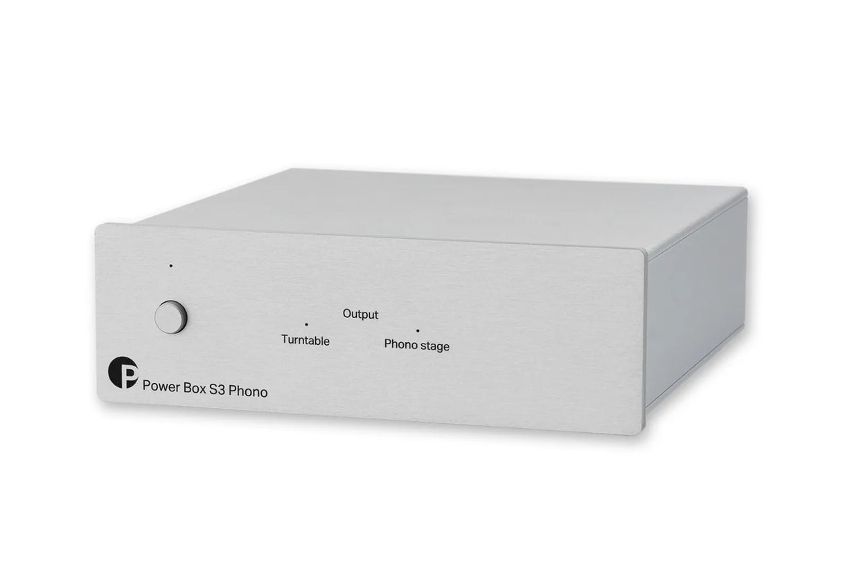 Pro-Ject Power Box S3 Phono, maitinimo šaltinis (įvairių spalvų) - Priekinė panelė su mygtuku ir užrašais