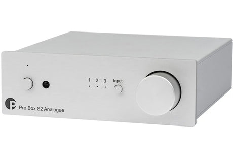Pro-Ject Pre Box S2 Analogue, Stereo pradinis stiprintuvas (Įvairių sp - priekinė panelė su valdymo elementais