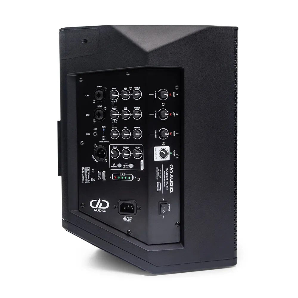 DD Audio RAGER-PRO-851 - Įstrižas vaizdas, galinė panelė su jungtimis
