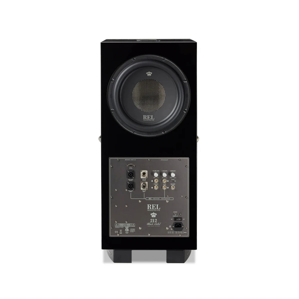 REL 212 Black Label, 12" aktyvi žemų dažnių garso kolonėlė, 1000 W